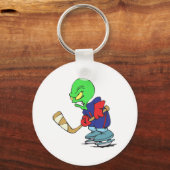 おもしろいエイリアンアイスホッケー選手 キーホルダー (正面)