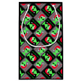 おもしろいエイリアンサンタギークスモールクリスマスパターン スモールペーパーバッグ (裏面)