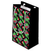 おもしろいエイリアンサンタギークスモールクリスマスパターン スモールペーパーバッグ (裏面アングル)
