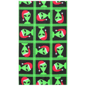 おもしろいエイリアンサンタギークユーモアグリーンアンドブラックおもしろい テーブルクロス (正面)