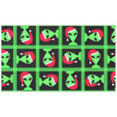 おもしろいエイリアンサンタギークユーモアグリーンアンドブラックおもしろい テーブルクロス (正面(横))