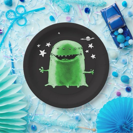おもしろいエイリアンスタイルイラストレーション ペーパープレート (パーティー)