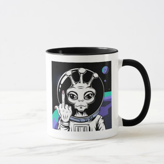 おもしろいエイリアンセラミックアクセント11oz マグカップ (右)