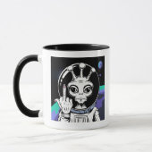 おもしろいエイリアンセラミックアクセント11oz マグカップ (左)