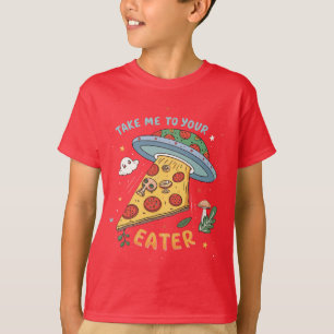 おもしろいエイリアンピザの取り外し – 食べ物に連れて行く Tシャツ