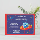 おもしろいエイリアン宇宙船ボーイズ誕生日パーティー招待状 招待状 (スタンド正面)