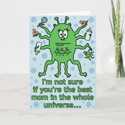 おもしろいエイリアン母の日 カード (正面)