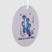 おもしろいエイリアン猫 – 「トイレに行こう」 オーナメント (正面)