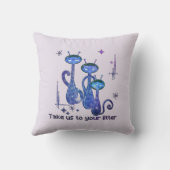 おもしろいエイリアン猫 |トイレに行こう クッション (裏面)