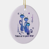 おもしろいエイリアン猫 – 「トイレに行こう」 セラミックオーナメント (右)