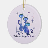 おもしろいエイリアン猫 – 「トイレに行こう」 セラミックオーナメント (左)