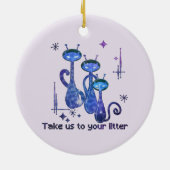 おもしろいエイリアン猫 – 「トイレに行こう」 セラミックオーナメント (裏面)