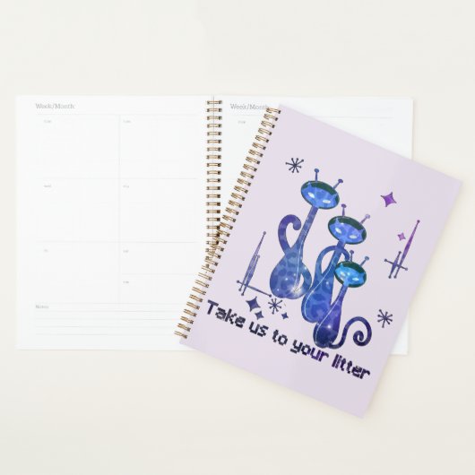 おもしろいエイリアン猫 |トイレに行こう プランナー手帳 (ディスプレー)