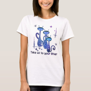おもしろいエイリアン猫 – 「トイレに行こう」 Tシャツ
