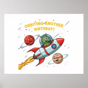 おもしろいエイリアン「別の誕生日の周回」宇宙・カード ポスター