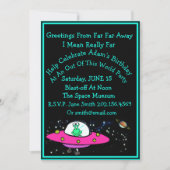 おもしろいエイリアン&宇宙船舶誕生日招待状 招待状 (正面)