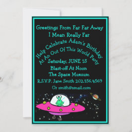 おもしろいエイリアン&宇宙船舶誕生日招待状 招待状