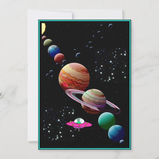 おもしろいエイリアン&宇宙船舶誕生日招待状 招待状 (裏面)