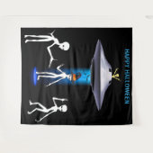 おもしろいエイリアン🎅🛸 UFOハローウィンパーティ タペストリー (正面(横))