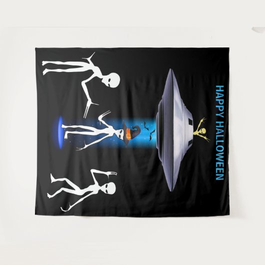 おもしろいエイリアン🎅🛸 UFOハローウィンパーティ タペストリー (正面(横))