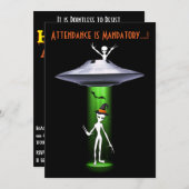 おもしろいエイリアン🎅🛸 UFOハローウィンパーティ 招待状 (正面/裏面)