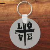 おもしろいエキサイティングCROSS with LOVEレタリング | キーホルダー (正面)