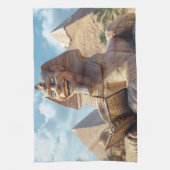 おもしろいエジプト読のスフィンクス像の古書 キッチンタオル (縦)