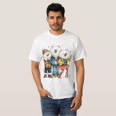 おもしろいエスキモー犬Tシャツ かわいい犬の3匹組 Tシャツ (正面フル)