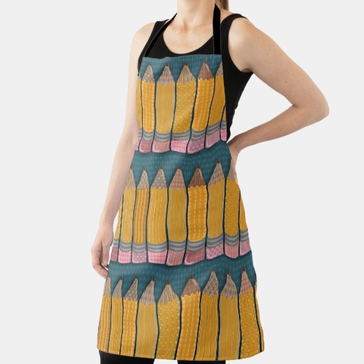 おもしろいエピック図解入りの、写真付きのイエローペンシルパターン エプロン (インサイチュ)