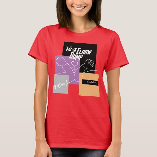 おもしろいエルボのバンプハンドシェイク、ソーシャル距離 Tシャツ (正面)