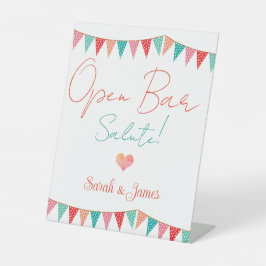 おもしろいエレガントなウェディングオープンバー番号 台座サイン