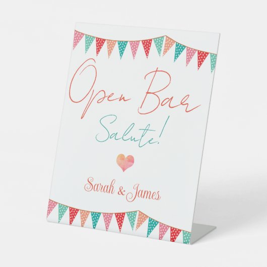 おもしろいエレガントなウェディングオープンバー番号 台座サイン (正面)