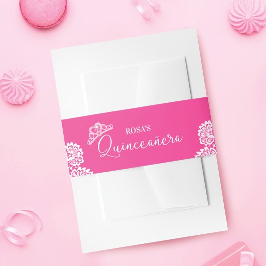 おもしろいエレガントガーリーピンククラウンキンセアニェラプリンセス 招待状ベリーバンド