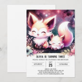 おもしろいエレガントキツネ誕生日 招待状 (正面/裏面)