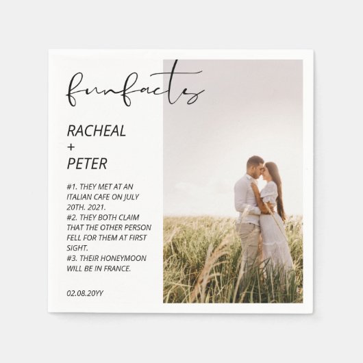 おもしろいエレガントファクト写真モダンコラージ結婚 スタンダードカクテルナプキン (正面)