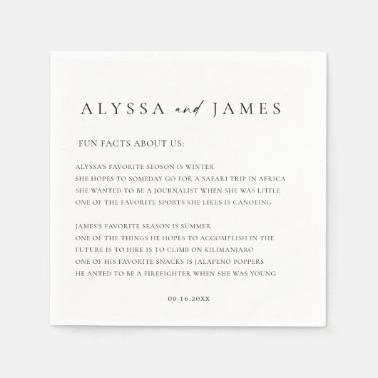 おもしろいエレガントファクト黒結婚白 スタンダードカクテルナプキン (正面)