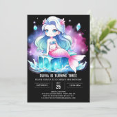 おもしろいエレガントマーメイド誕生日 招待状 (スタンド正面)