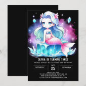 おもしろいエレガントマーメイド誕生日 招待状 (正面/裏面)