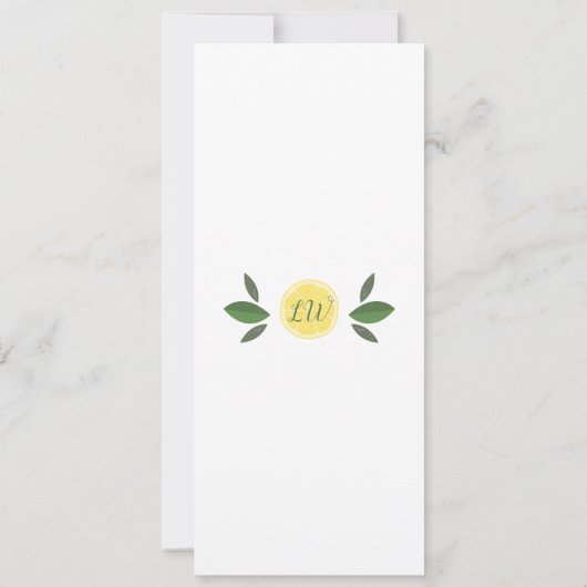 おもしろいエレガントメインスクイズレモンブライダルシャワー 招待状 (裏面)