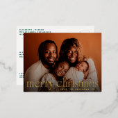 おもしろいエレガントメリークリスマス家族金ゴールド写真 箔シーズンポストカード (正面/裏面)