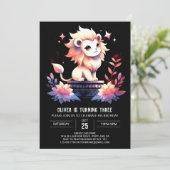 おもしろいエレガントライオン誕生日 招待状 (スタンド正面)