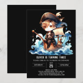 おもしろいエレガント海賊版誕生日 招待状 (正面/裏面)