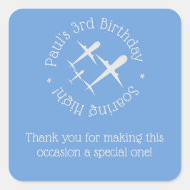 おもしろいエレガント、青パーソナライズされたい飛行機3機 スクエアシール