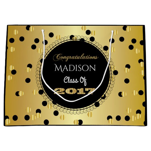 おもしろいエレガント& 2017卒業 ラージペーパーバッグ (正面)