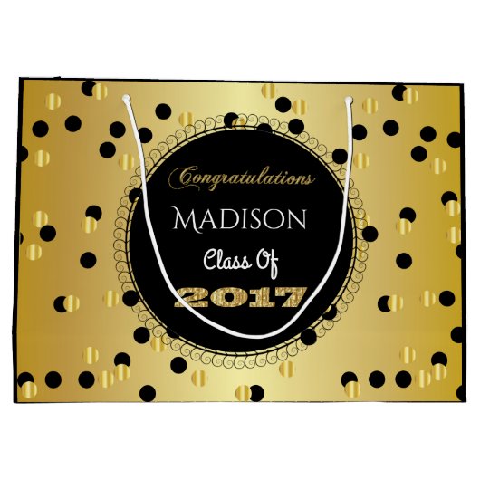 おもしろいエレガント& 2017卒業 ラージペーパーバッグ (裏面)