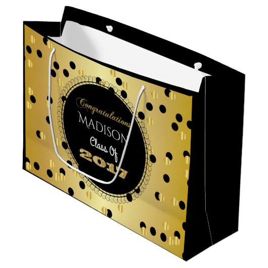 おもしろいエレガント& 2017卒業 ラージペーパーバッグ (正面アングル)