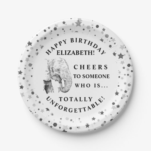 おもしろいエレファントバースデーパーティー紙プレート ペーパープレート (正面)