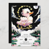 おもしろいエンチャントアヒル誕生日 招待状 (正面/裏面)