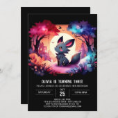 おもしろいエンチャントウルフ誕生日 招待状 (正面/裏面)