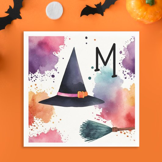 おもしろいエンチャントカラフルハロウィーン魔女の水色 スタンダードカクテルナプキン